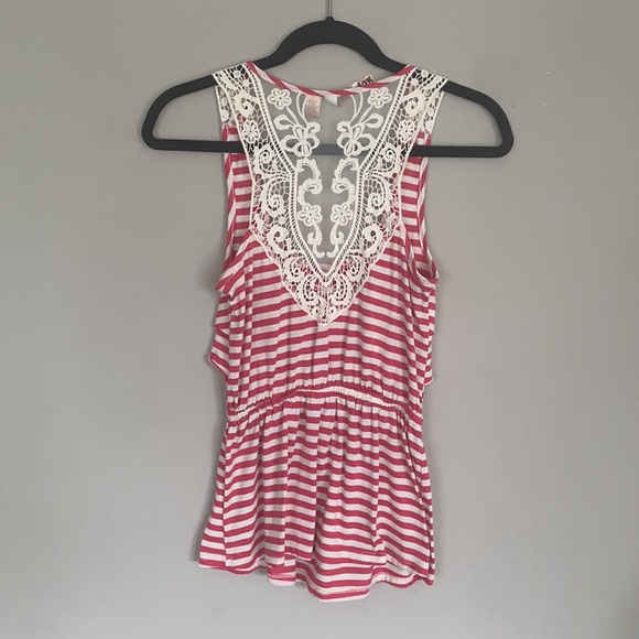 Pink striped tank with mesh back - Picture 3 of 5